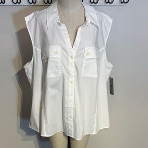 Lee White Sleeveless Button-Down Shirt nwt size 3x